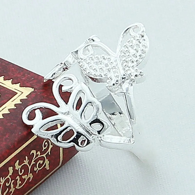 925 Sterling Silver Butterflies Open Wedding Ring For Women Fashion Jewelry Charm Grace Engagement Accessories
