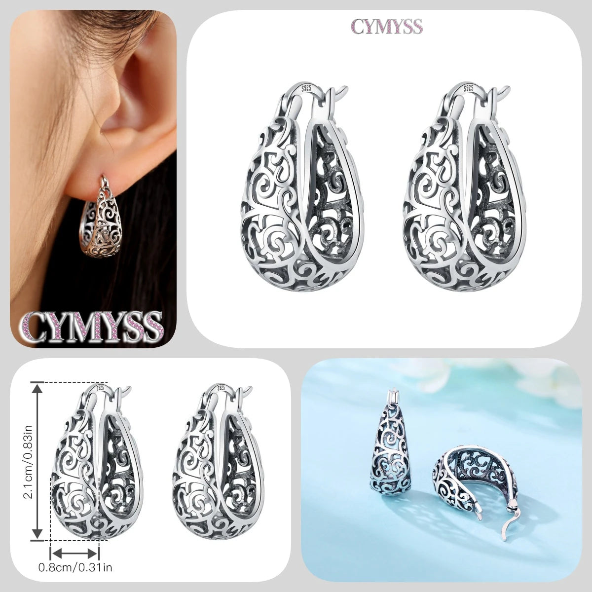 925 Sterling Silver Needle Iris Flower Hoop Earrings for Women Original Elegant Versatile Jewelry Birthday Party Fine Gift 2026