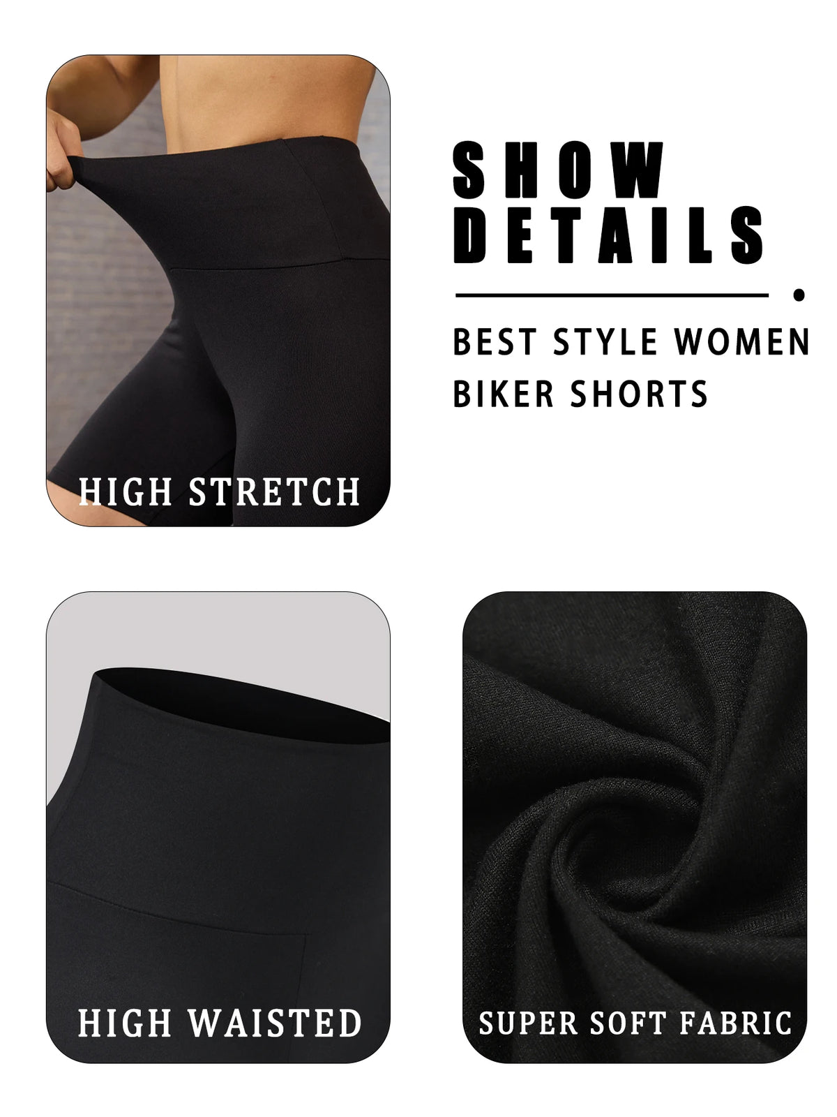 Women's High Waisted Biker Shorts Super Soft Tummy Control No See Through Workout Yoga Running Athletic Push Up Gym Fitness