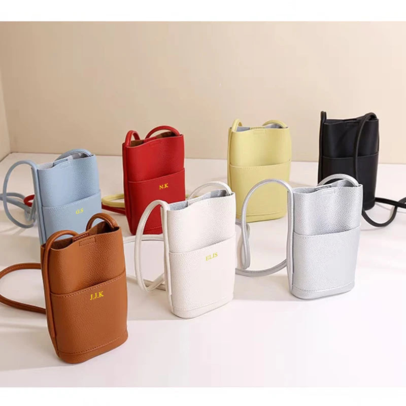 Luxury Design PU Leather Phone Bag Custom Letters Woman Cross Body Bag Fashion Travel Lady Engraving Shoulder Bags Wallet Pouch