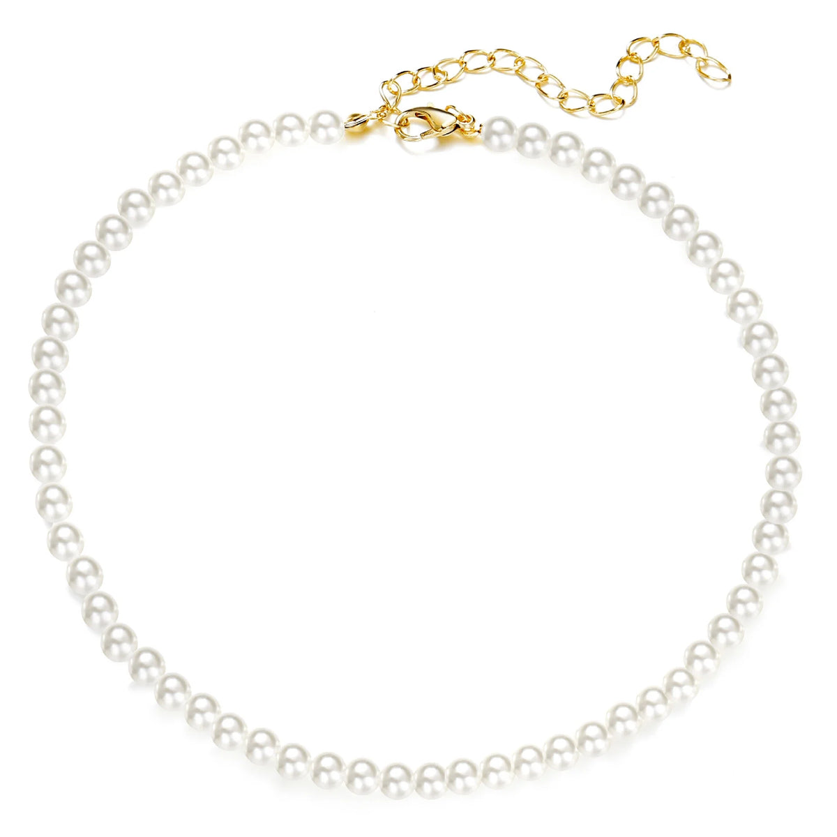 4 5 6 8mm White Pearl Chokers Necklace Clavicle Chain For Women Classic Fashion Elegant Wedding Neck Jewelry Love Pendant Gift