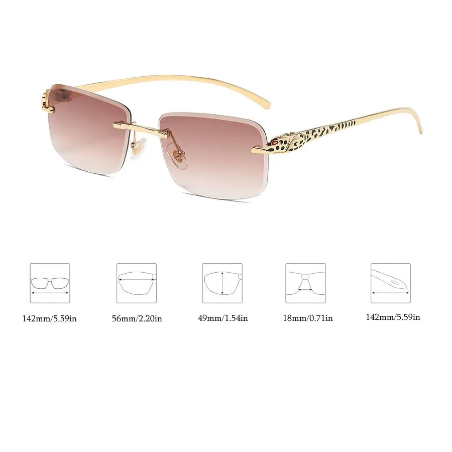 Vintage Rimless Sunglasses Rectangle Fashion Popular Women Brand Designer Sun Glasses Female Eyewear Summer Traveling Oculos