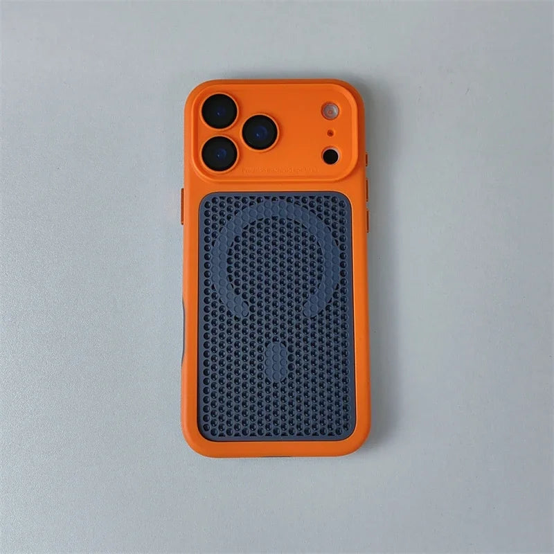 Heat Dissipation Mesh Magnetic Case for iPhone 17 15 14 13 12 16 Pro Max Plus For Magsafe Lens Protector Shockproof Bumper Cover