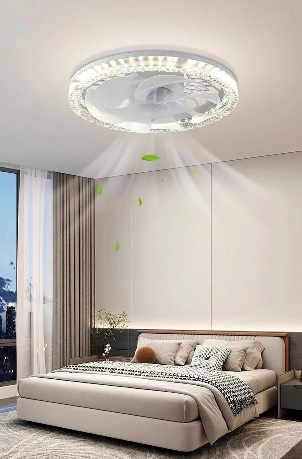 Modern Ceiling Fan With LED Light And Remote Control E27 Fan Lamp 4 Speed 360° Circulating Air For Kitchen Room Home Lighting