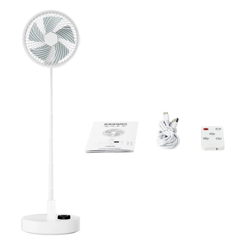 Portable 8.3in Folding Fan Touchscreen Remote Control Standing Desk Cooler 120 Angle 10000mAh Battery Powered Night Light USB