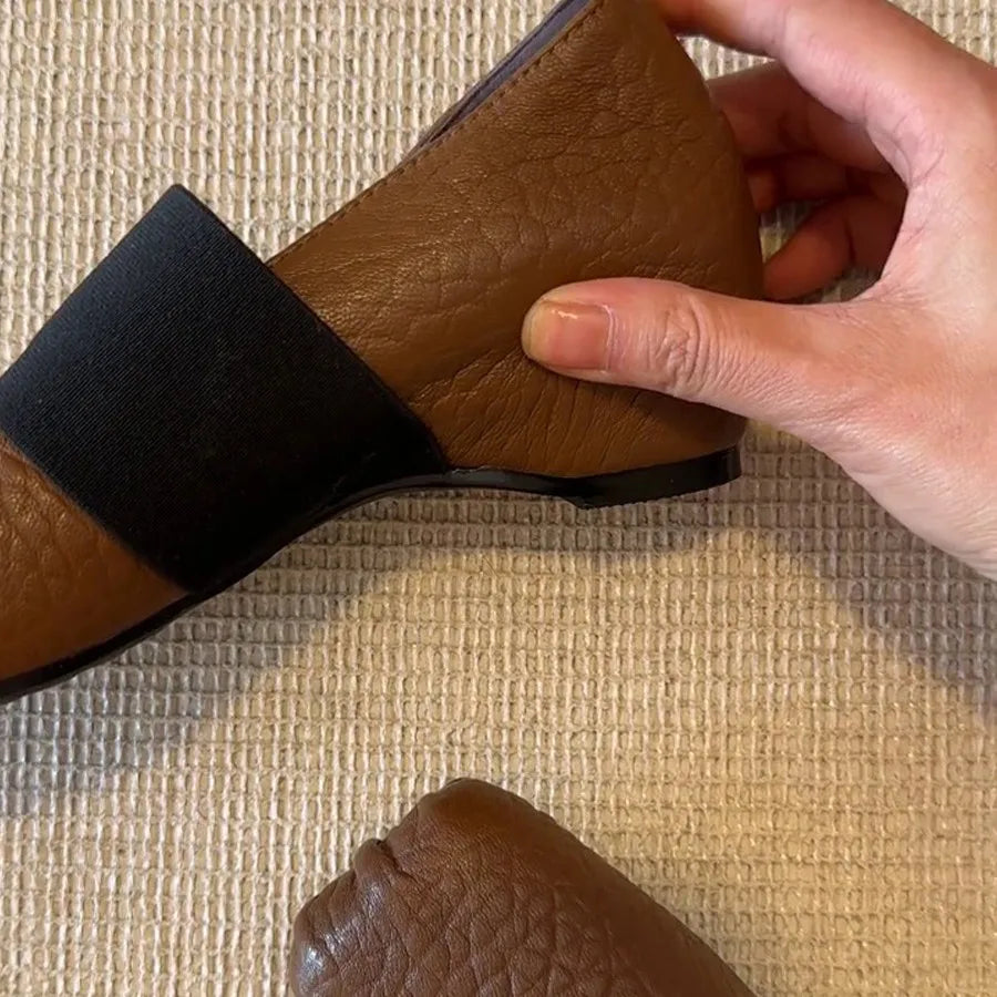Luxury Shoes Women2026 New Leather Square Toe Elastic Band Mary Jane Women's Shallow Toe Flat Single Shoe Shoes for Women