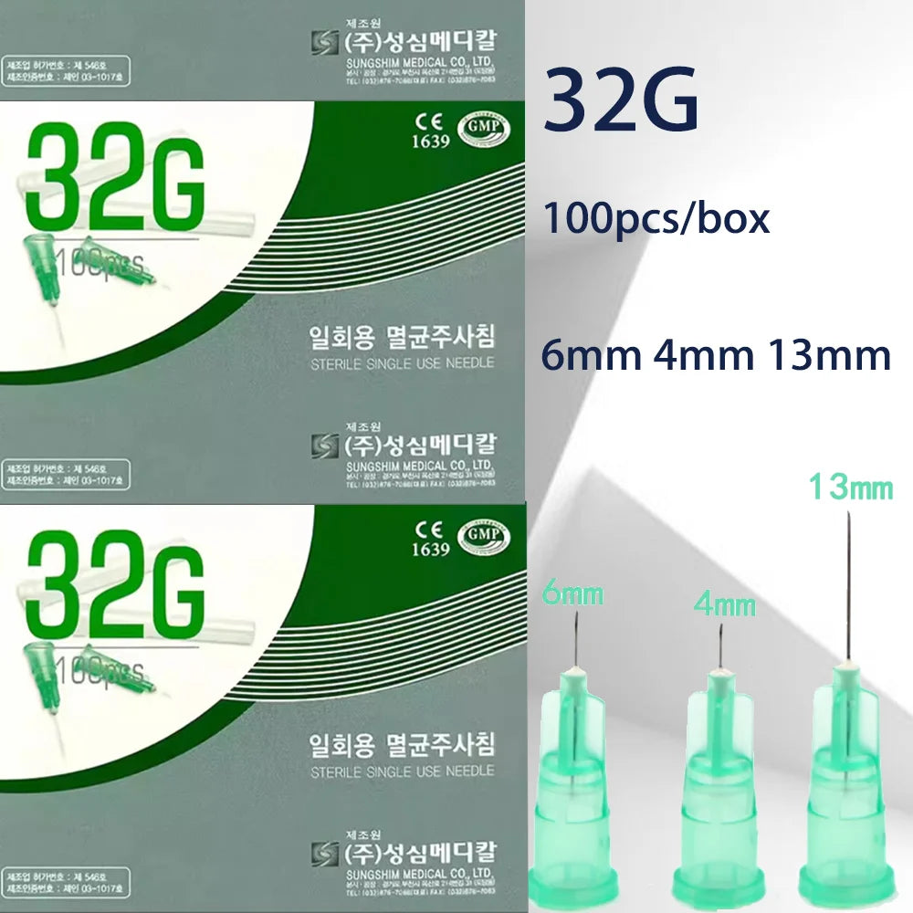 100pcs/Box 32G 4mm 6mm 13mm Painless Small Irrigator Needle Tip Eyelid Tool for Dental Syringes