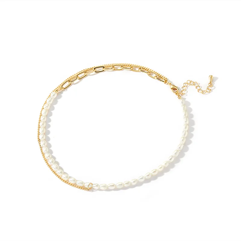 Fashion Splicing Chain Necklaces White Imitation Pearl Choker Necklace For Women Trend Elegant Jewelry Wedding Gifts