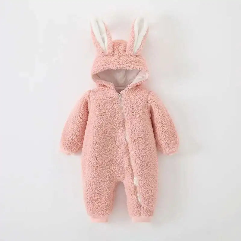 Newborn Baby Winter Warm Romper Girl Overall Polar Fleece Clothes Boys Jumpsuit Costume Infant Rabbit Pajamas Jacket 3-12 Month
