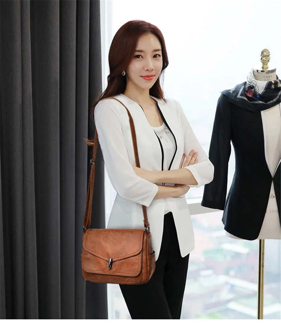 Vintage Soft Leather Women's Crossbody Bag Luxury Designer Handbag Small 2024 Sac a Femme Femmels' Shoulder Bags