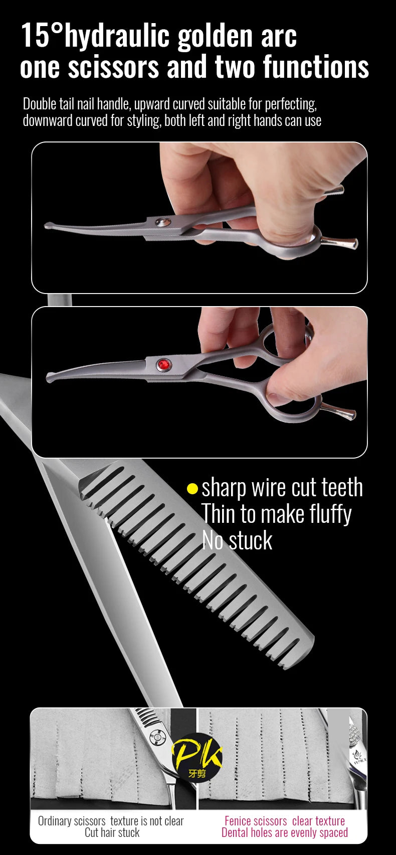 Fenice 4.5 Safety Round Tip Pet Dog Cat Grooming Cutting Scissors Dogs Hair Cutting Shear for Eyes/Face/Foot/Nose