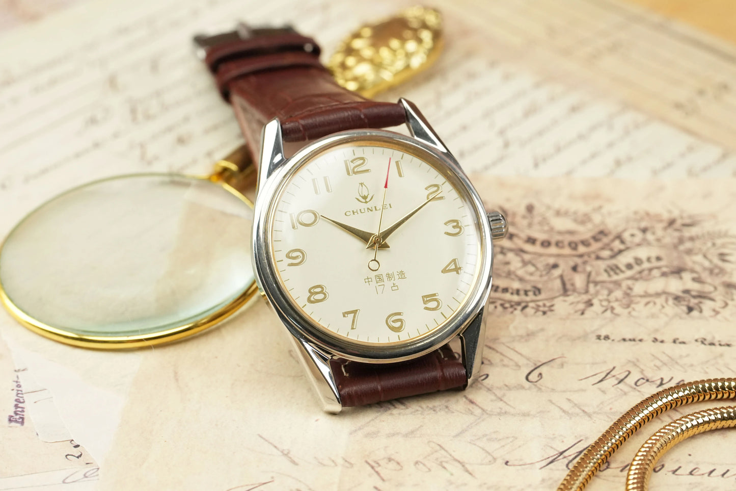Old Shanghai Diamond Brand Genuine Mechanical Watch Men's Manual Winding Watch Inventory Dad Gift Retro Old Watch