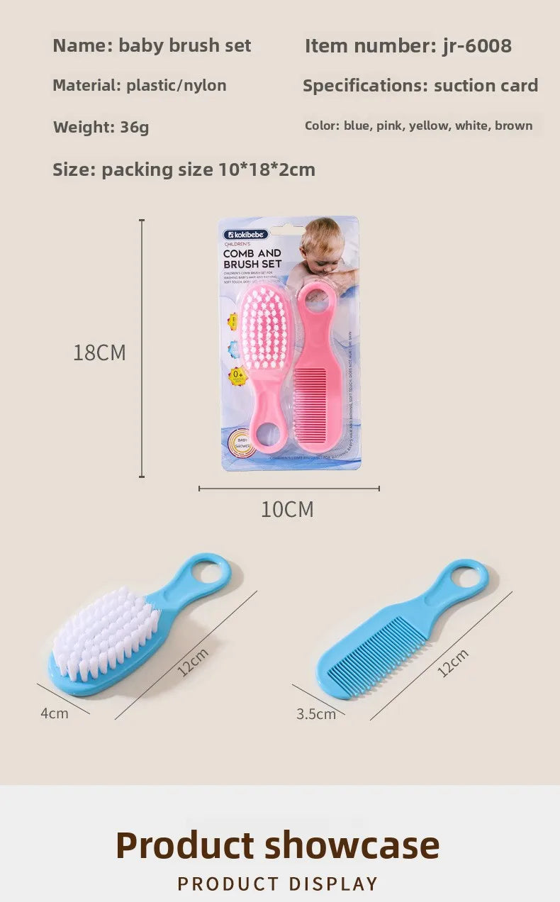Newborn Safe Comb Brush Set: Gentle Grooming Kit for Baby Head Care, Anti-Cradle Cap with Massage Function, Bristles for Infants