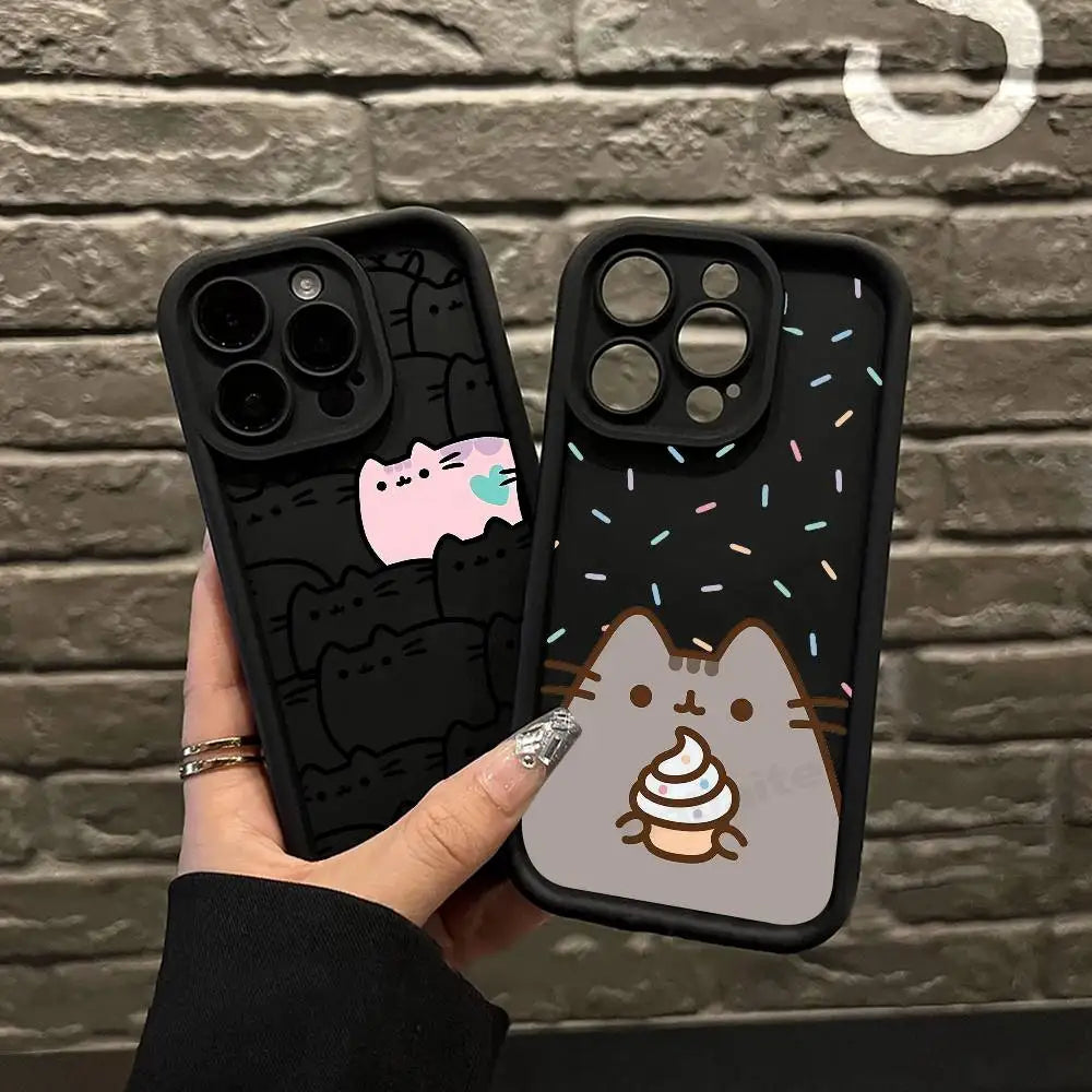 Anime Cartoon P-Pusheens cat Phone Case For iPhone 11 12 13 14 15 16 17 Pro Max Plus Shockproof Protecti Case
