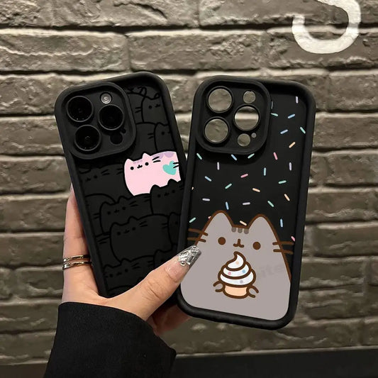 Anime Cartoon P-Pusheens cat Phone Case For iPhone 11 12 13 14 15 16 17 Pro Max Plus Shockproof Protecti Case