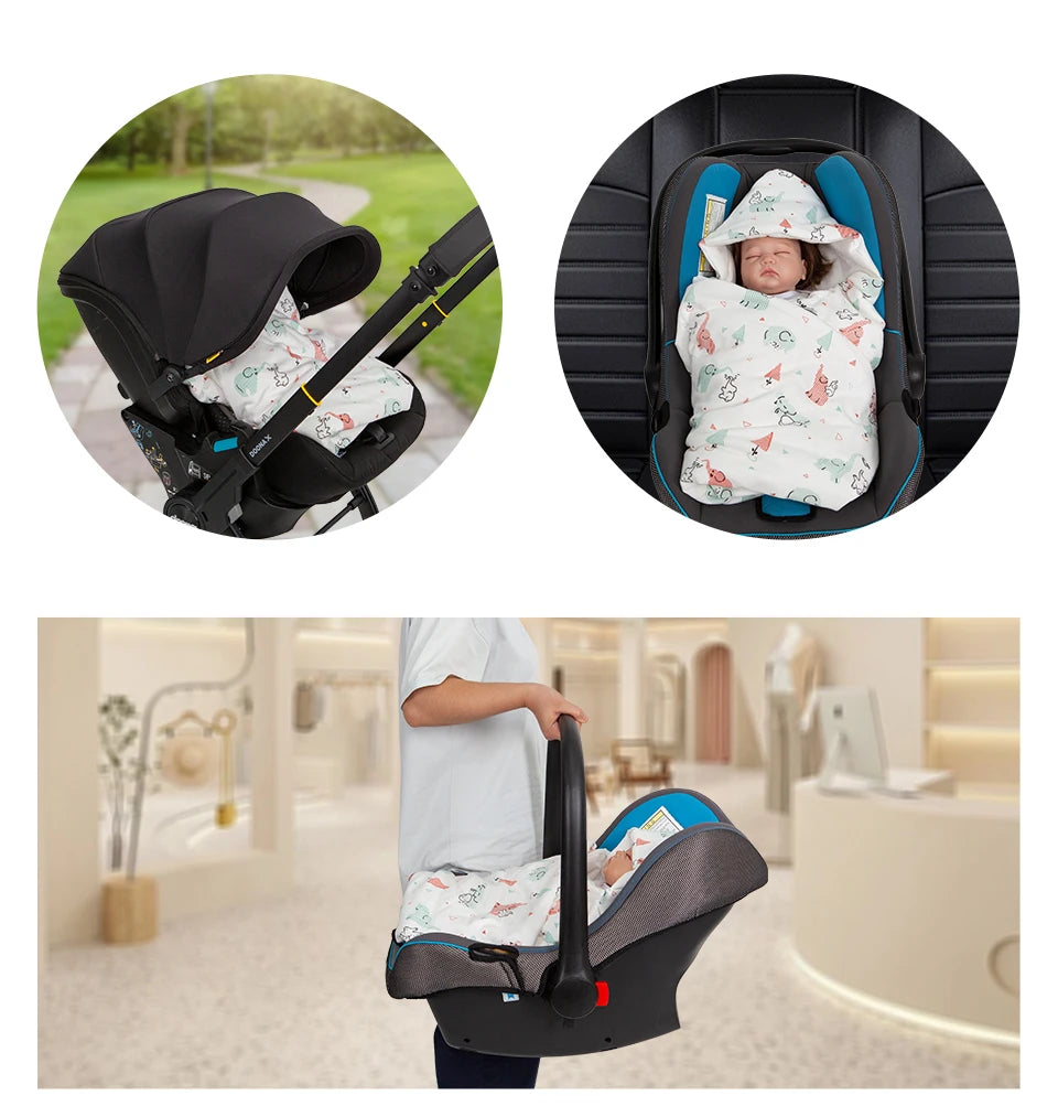 Baby Wrap Blanket For The Newborn With Windproof Hooded In A Infant Car Seat Autumn Warm Envelope For Discharge 0-6 Months