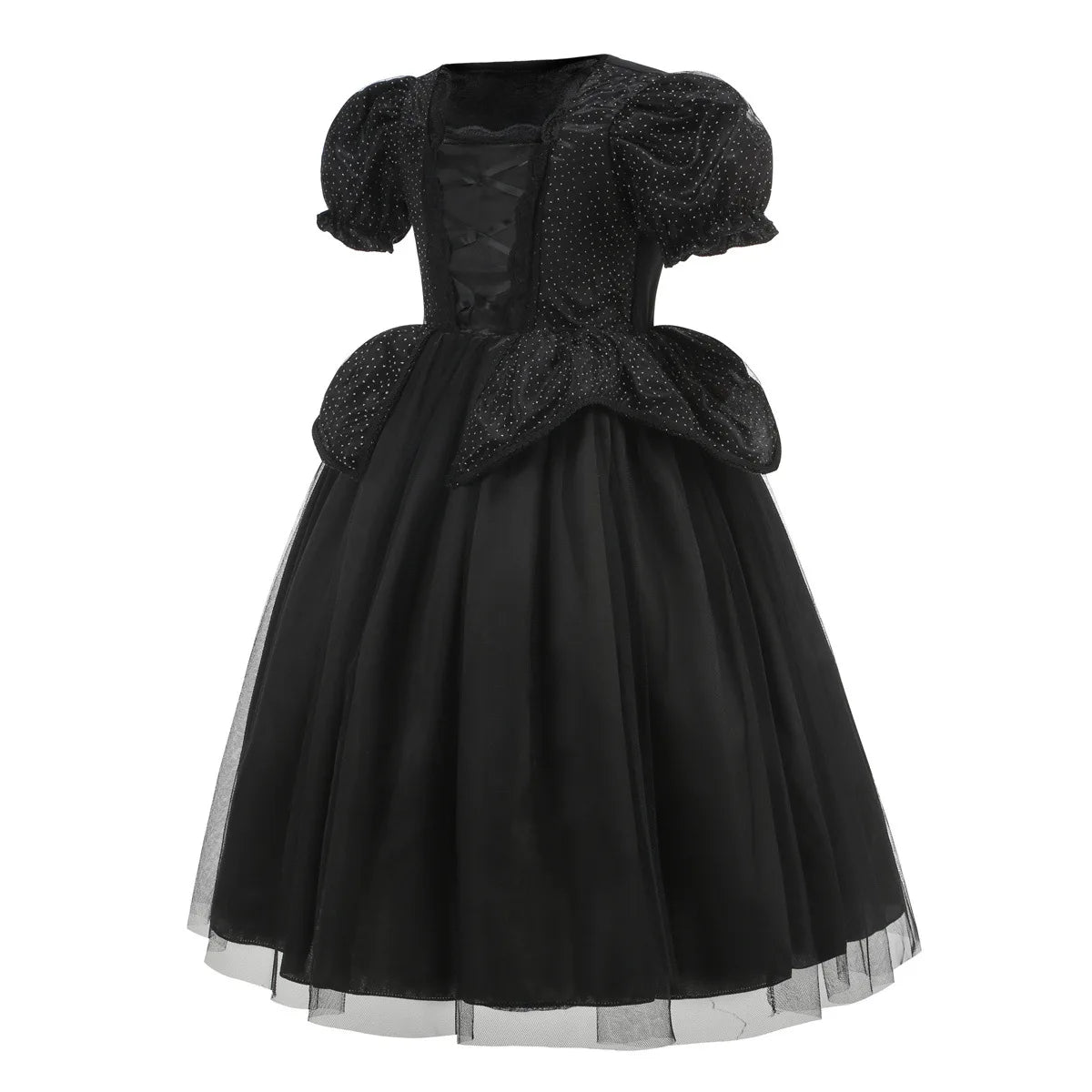 Halloween Costume For Kids Black Witch Dress Fancy Role Playing Costume Carnival Party Stage Performance Girls Gown Outfit