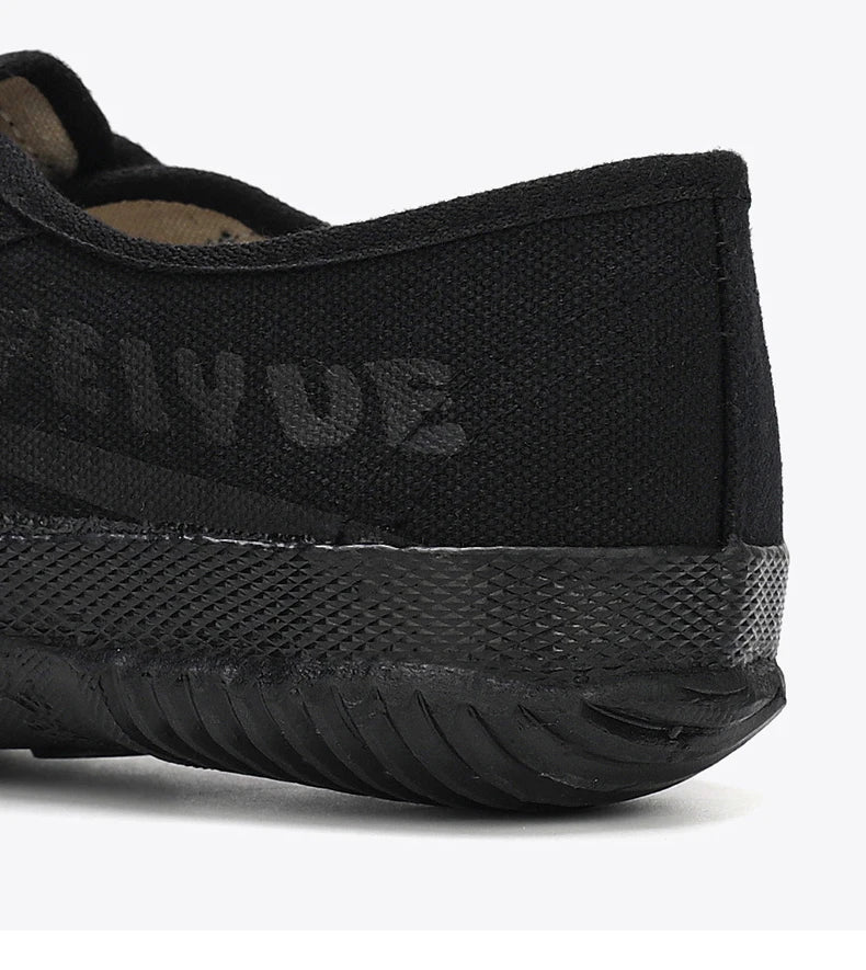 DaFu Flying Men's Running Jump Far Athletic Shoes Sports Women's Canvas Couple's Black Shoes Low Top Breathable Rubber Sole