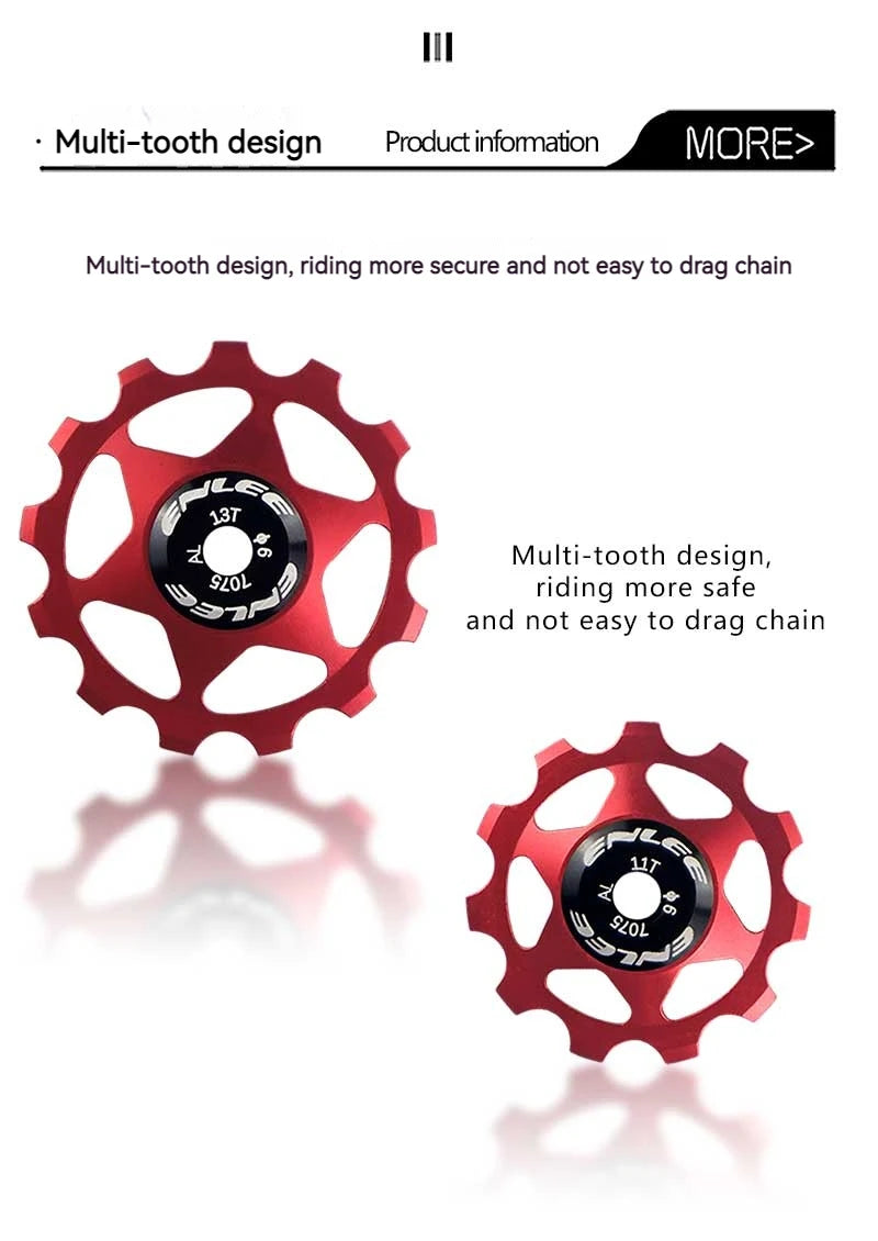 ENLEE Bike Aluminum Alloy Guide Wheel Pulley Rear Derailleur 11T 13T Guide MTB Ceramic Bearing Jockey Wheel For 4/5/6MM