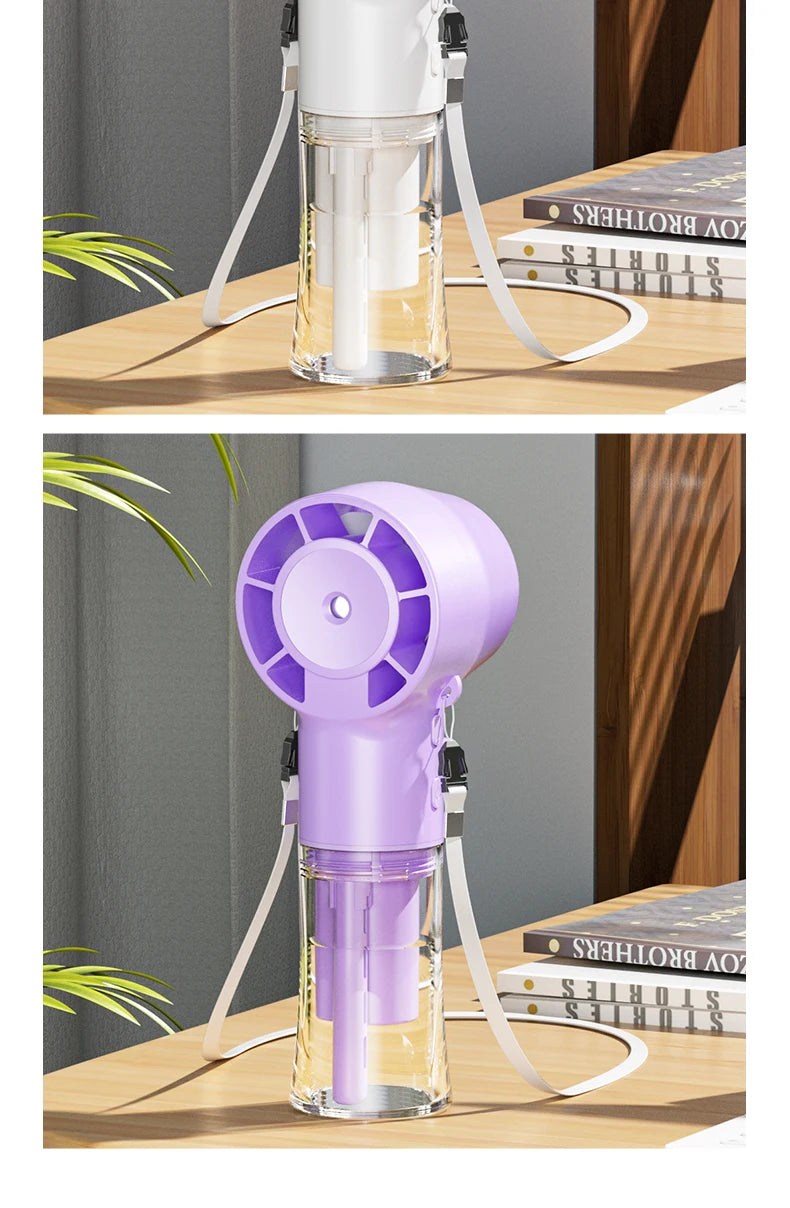 HOMEFISH Handheld Misting Fan Portable Mister Fan  Rechargeable Spray Water Mist Fans Mini Cooling Mister Fans with 4 Speed Wind