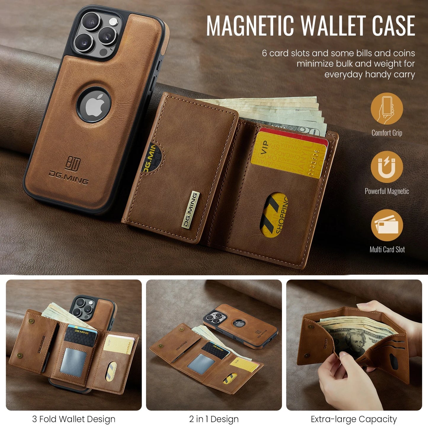 Magnetic Leather Wallet Card Phone Case For iPhone 17E 17 Air 16E 16 Pro Max 15 Plus 14 13 12 11 Flip Wireless Charging Cover