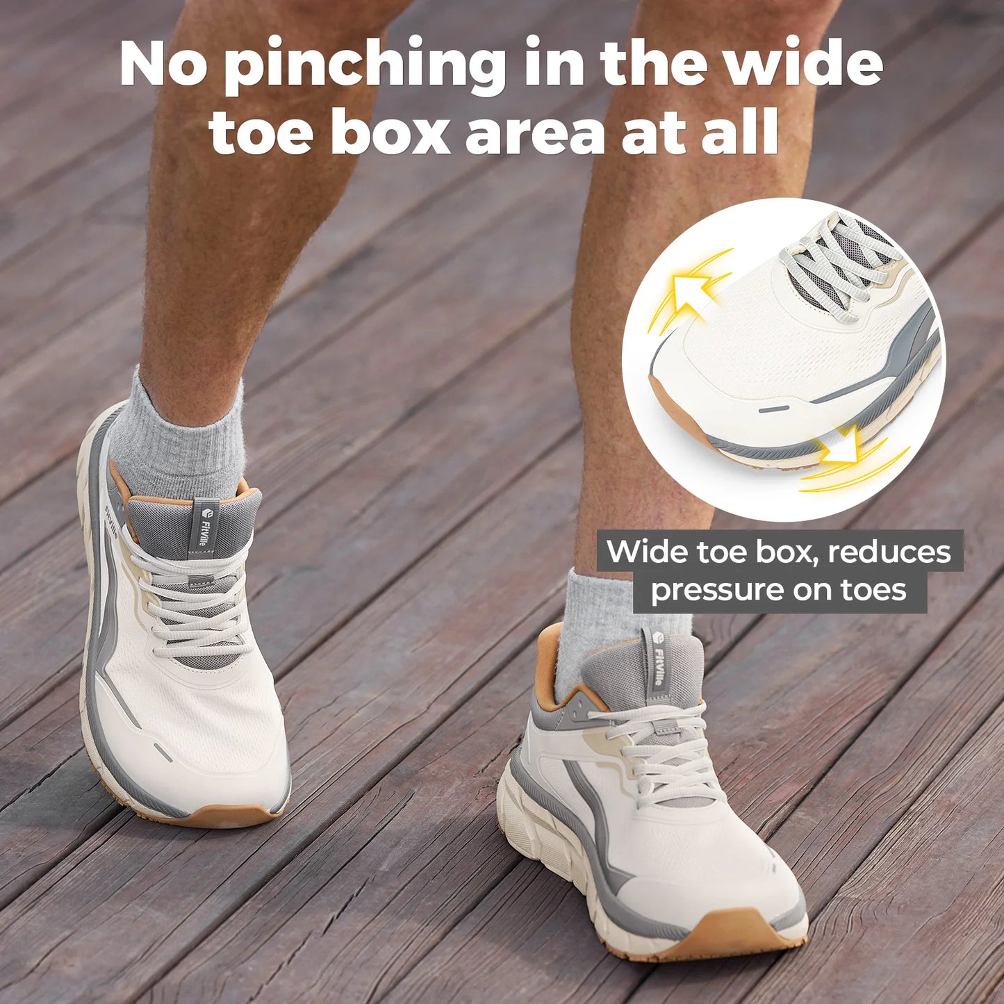 FitVille Extra Wide Men's Running Shoes Breathable Causal Sneakers Cushioned Sports Jogging Shoes for Men Non Slip Arche Support