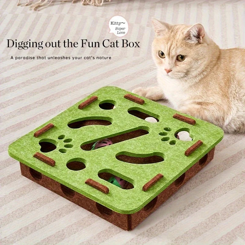 Cat Self-Entertainment Boredom Buster: Interactive Maze Box with Scratching Board Cat Tree and Sound Toy for Different Scenarios