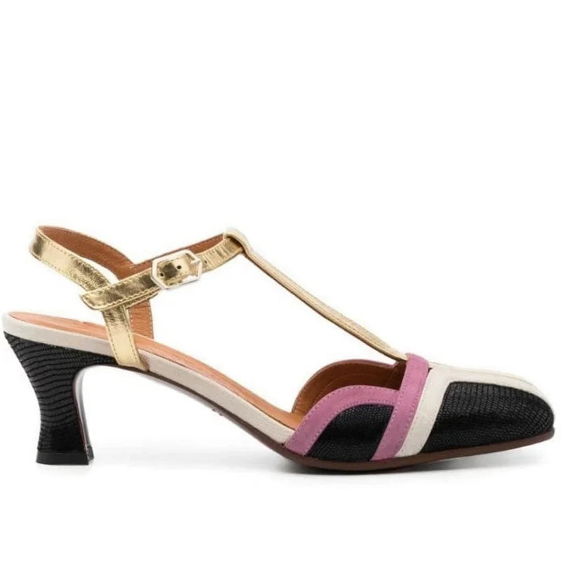 Dilalula 2025 Fashion T-Strap Genuine Leather Sandals Women Covered Toe Mixed Color Summer Dress Shoes Ladies Party French Style