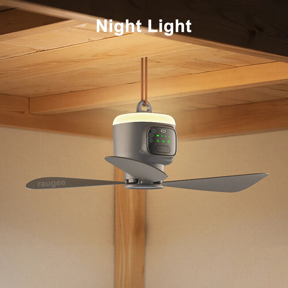 Ceiling Fan 12000mAh Wireless Portable Camping Ceiling Fan USB Rechargeable Tent Ceiling Fan with Lighting and Remote Control