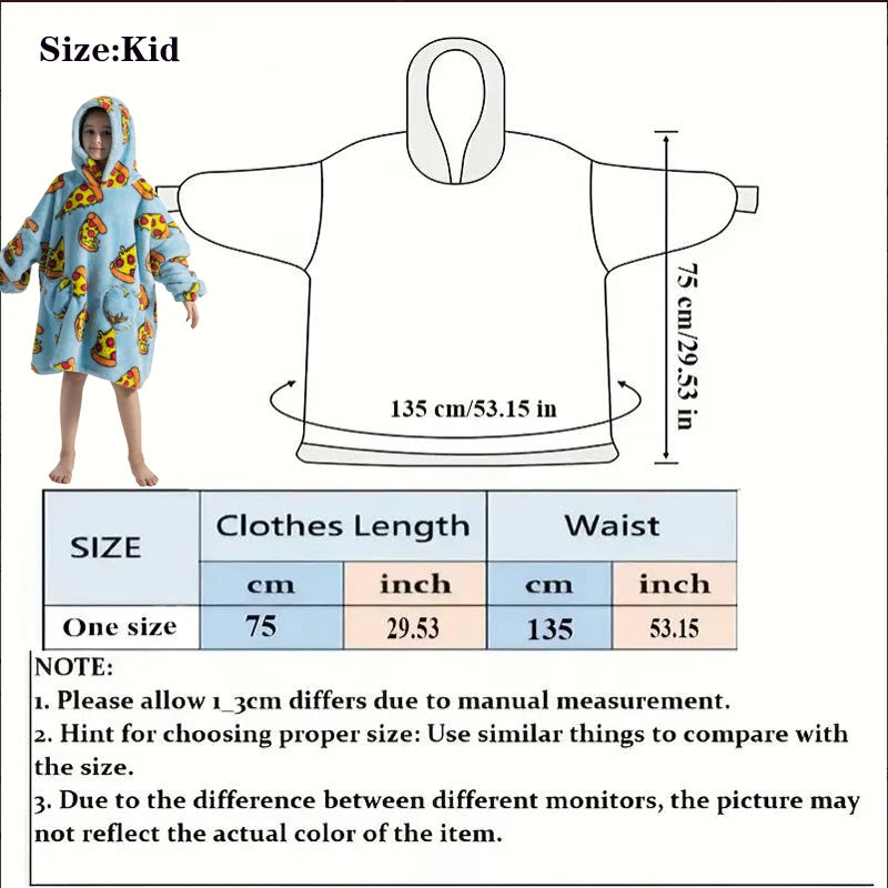 Halloween Pumpkin Hoodies for Boys Girls Winter Thick Flannel Hooded Sweatshirts Kids Clothing Children Oversized Blanket Hoodie