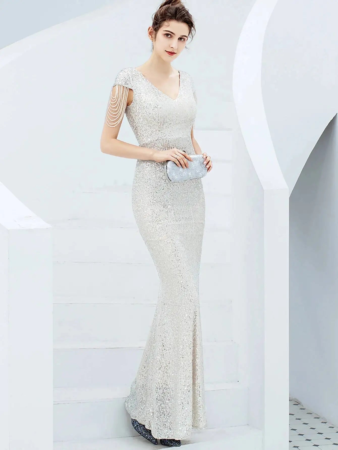 Sexy vintage maxi black sequin summer dress women 2025 elegant luxury birthday party long dresses fishtail evening dress vestido