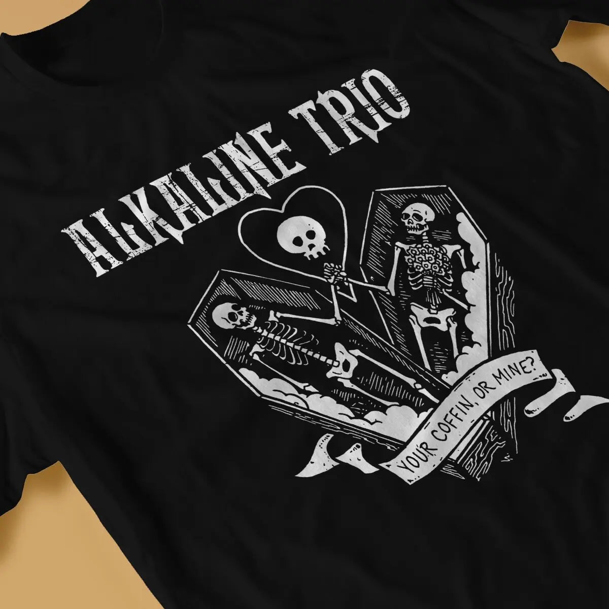 Alkaline Trio Creative TShirt for Men PUNK  Your Coffin Or Mine Round Neck Basic T Shirt Distinctive Gift Clothes Tops