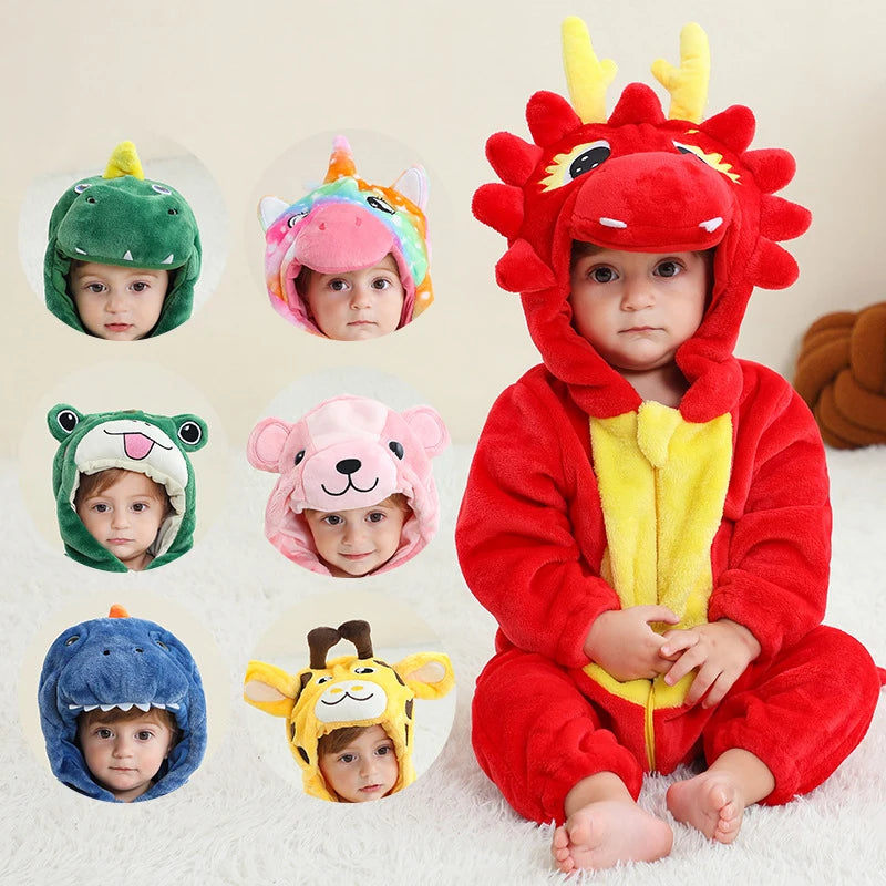 0 to 4 Years Baby Pajamas Winter Cartoon Sleeping Clothes Boys Dinosaur Pijamas Onesies Girls Clothes Toddler Night Bodysuits