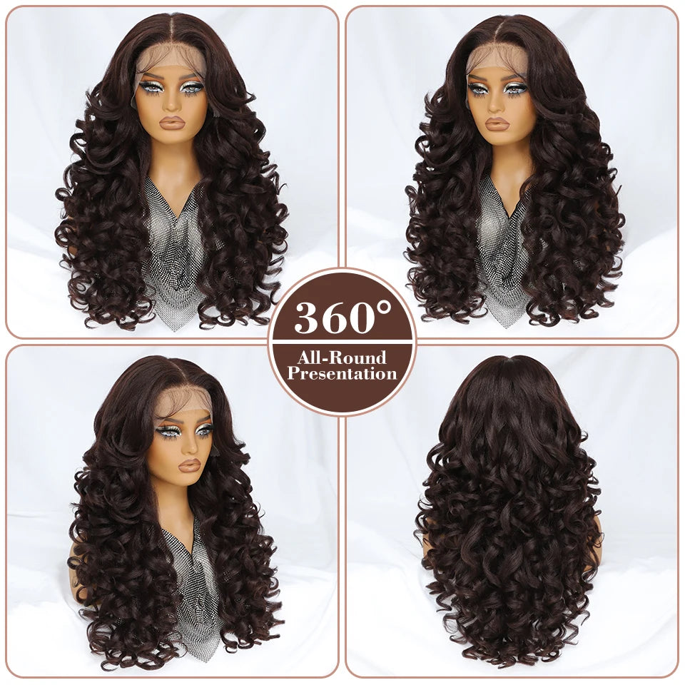 Lace Frontal Wigs 13X6 Synthetic Curly Lace Frontal Wigs With Bangs For Afro Women Pink Blonde Women Wigs With Baby Hair Latisha