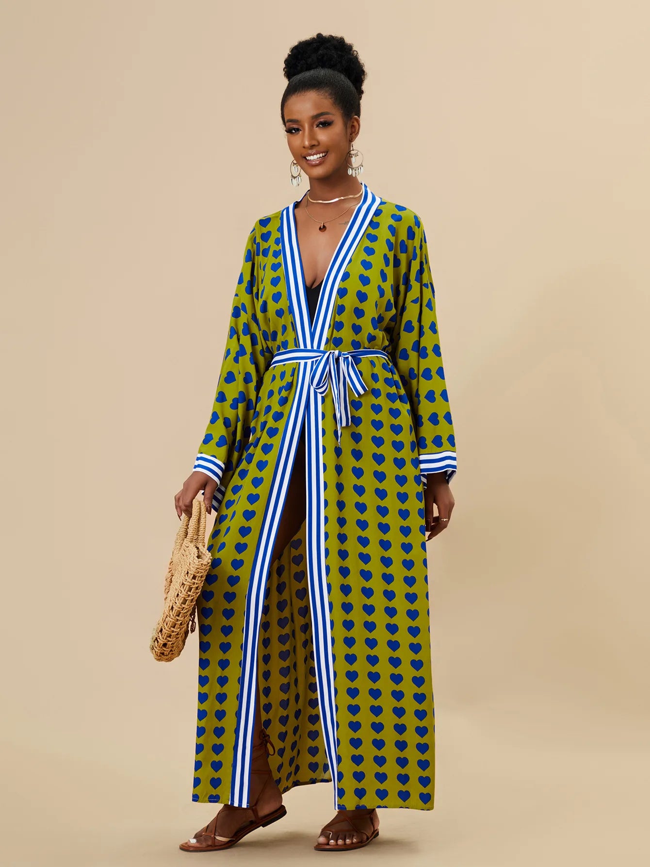 Zebra Beach Cover Ups for Women Long Sleeve Kimono Dress Self Belted Rayon Elegant Pareo 2023 Bathing Suits Holiday Beachwear