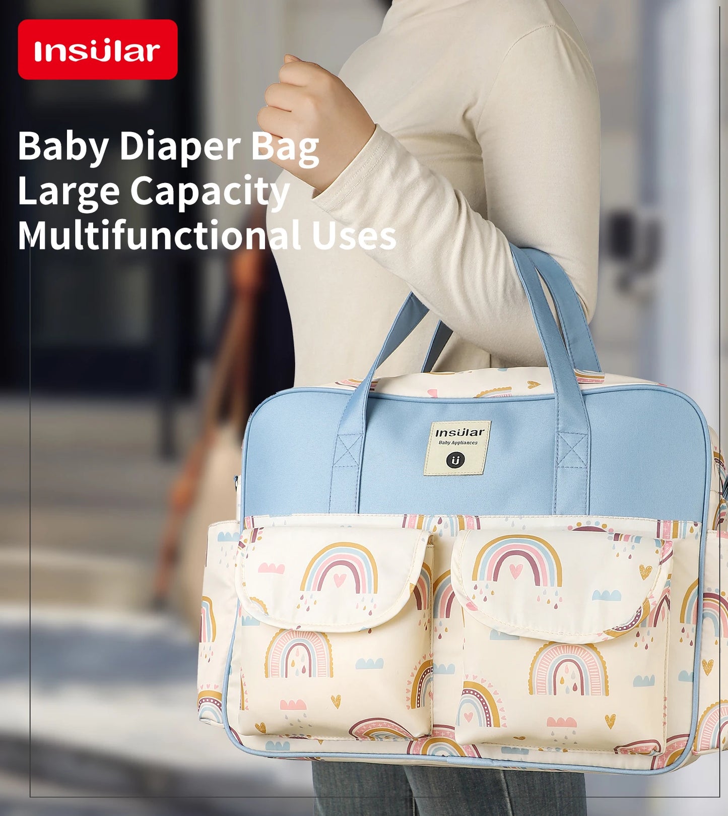 OutdoorsCartoon Waterproof Tote Fashion Mommy Bags Oxford Fabric Travel Women Handbag Shoulder Bag Large Capacity Diaper Bag