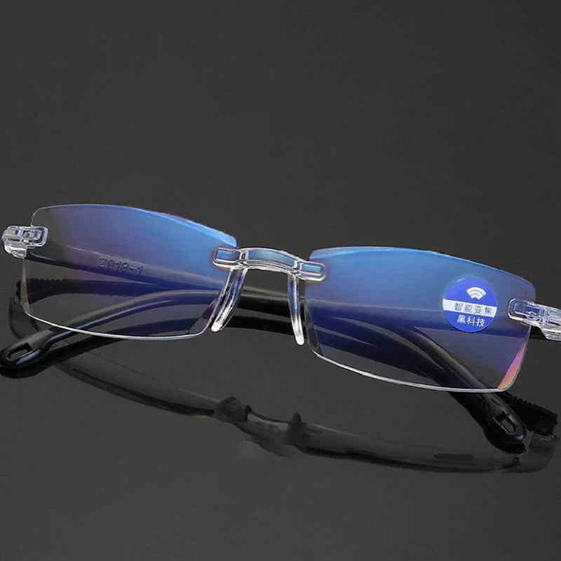 Frameless Smart zoom HD reading glassesAnti-blue Light reading glasses for men and women Near And Far Anti-radiation Glasses