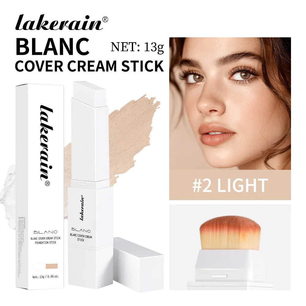 Lakerain Blanc Cover Cream Stick Dual-ended Design Waterproof Foundation Coverage Travel Bronze Creamy Foundation Natural Makeup