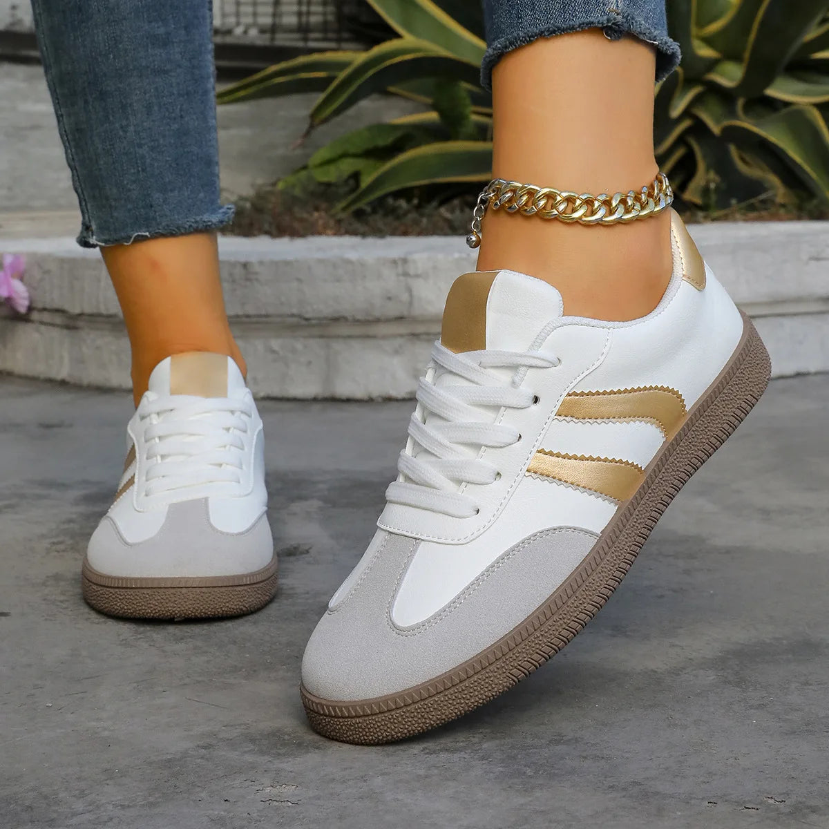 Spring Autumn Platform Sneakers Women Fashion Mixed Colors Lace-Up Sport Shoes Woman Comfortable Non Slip Flat Trainers Female