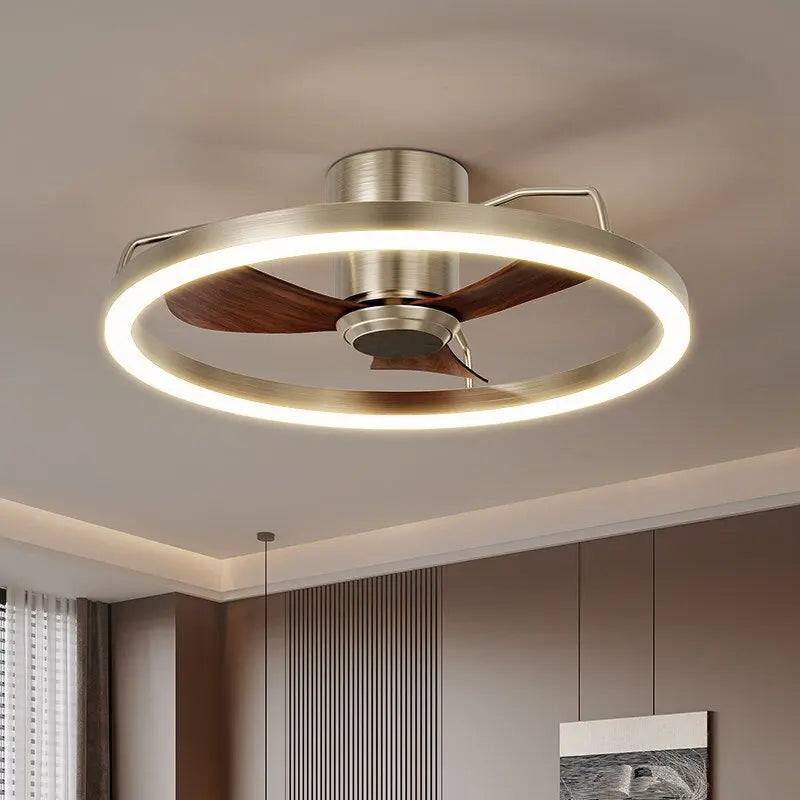 20" Ceiling Fan with LED Light Flush Mount DC Motor 6-Speed Remote Control Dimmable Fan Lamp for Home Kitchen Bedroom Living Roo