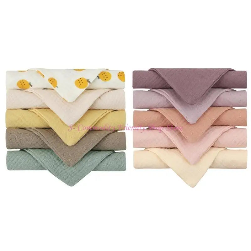 85AE 10Pcs Baby Saliva Towels Muslin Cloth Hand Face Wipes Bib Handkerchief Washcloth