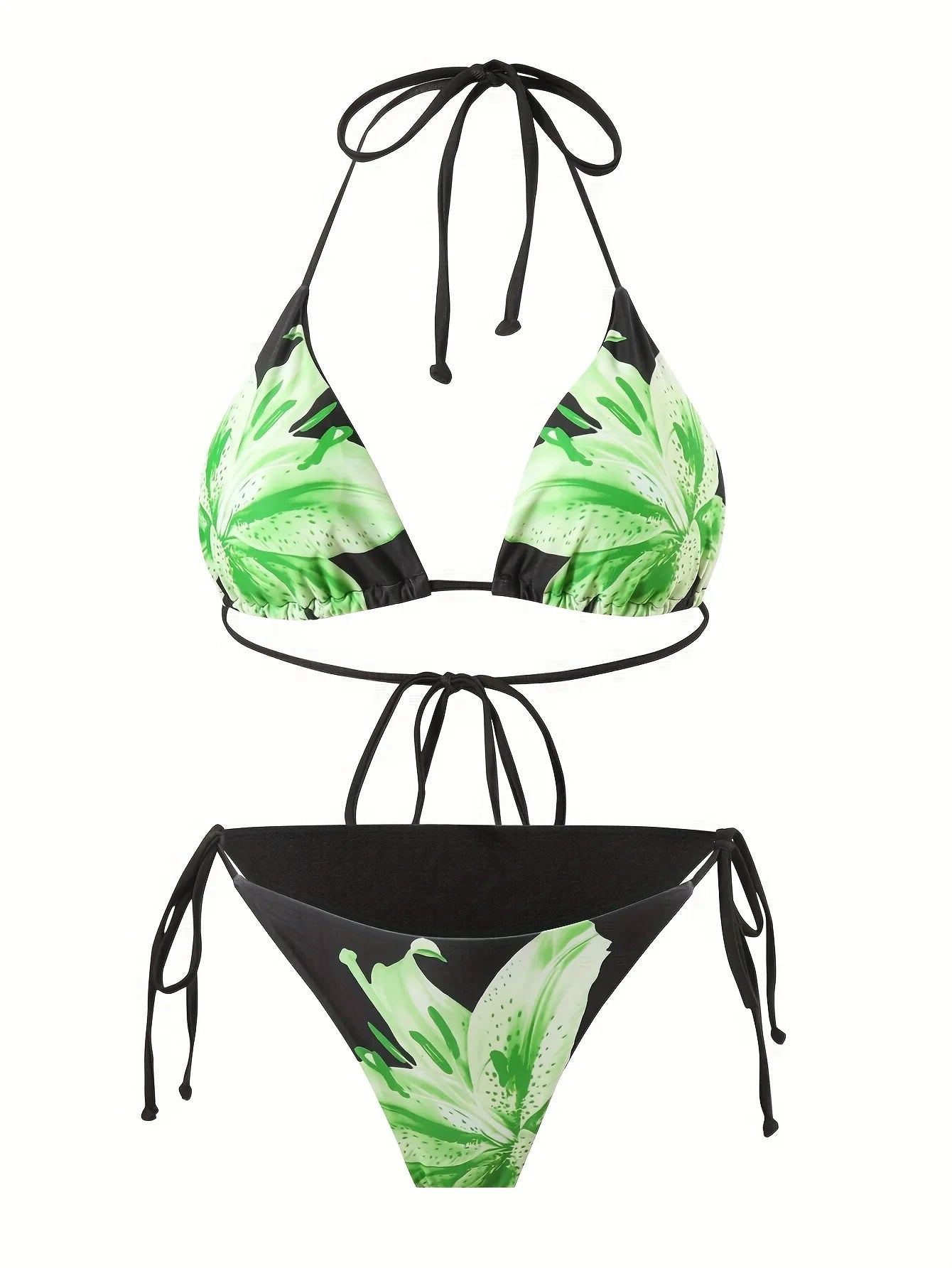 Sexy Bikini Retro Print Tropical Skirted Three-Piece Beachwear Strapless Strap-On Swimsuit Female Adult High Elasticity Backless