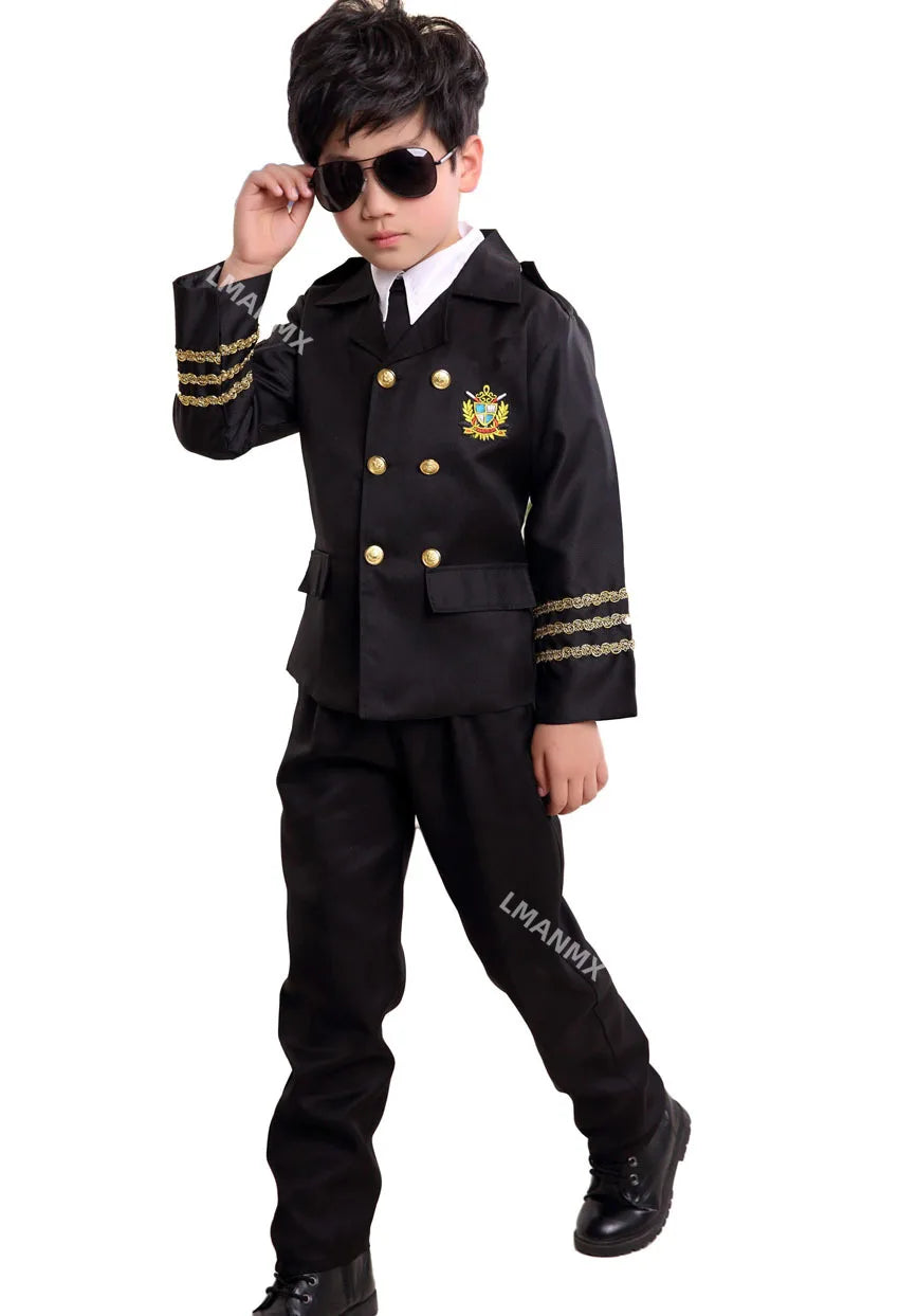 Halloween Pilot Cosplay Costumes For Kids Boys Birthday Gift Girls Flight Attendant Fancy Dress Military Performance Uniform