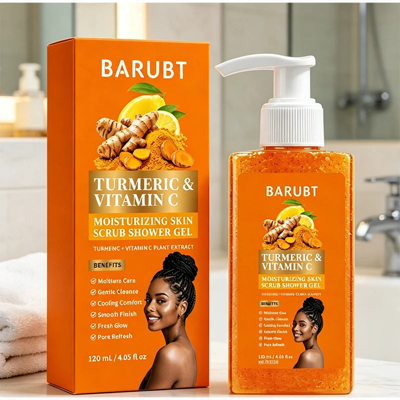 Turmeric&Vitamin C Moisturizing Body Wash, Exfoliating Cleansing Smoothing Body Wash, Gentle Scrub Finish Refreshing Natural Sce