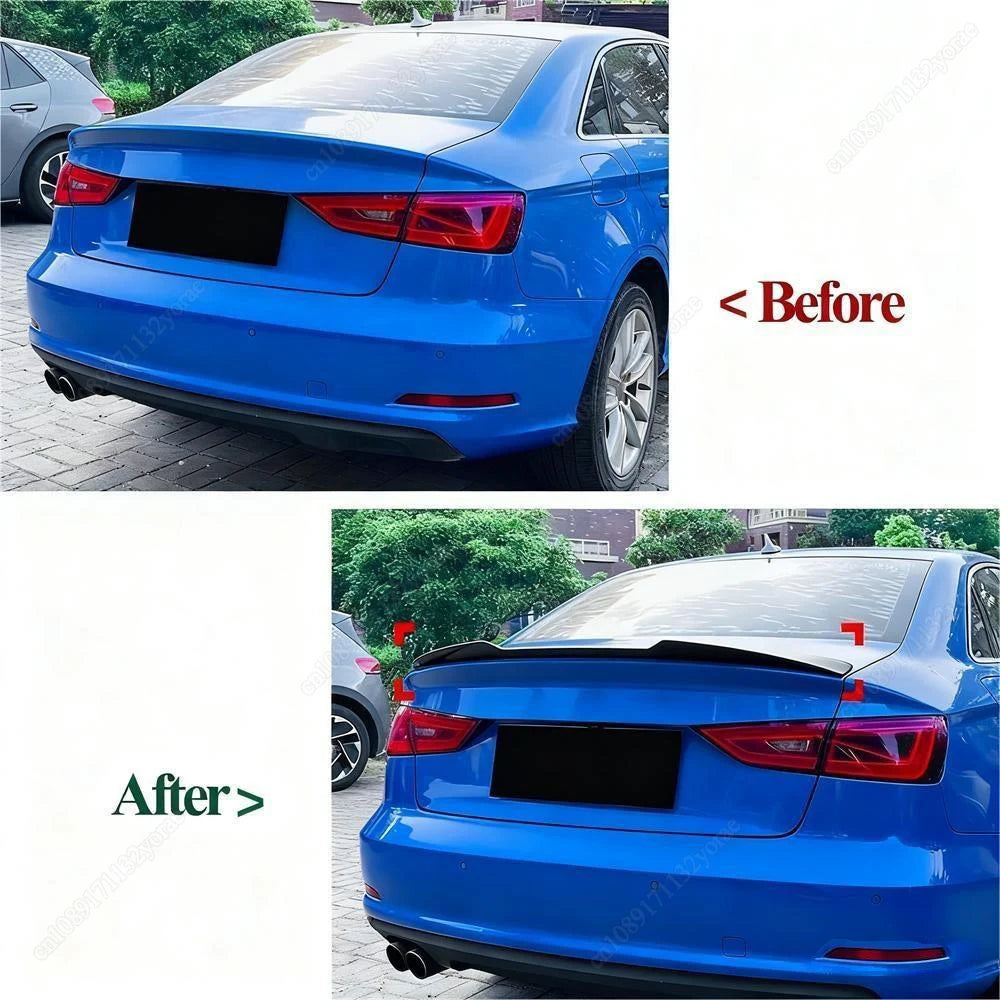 For Audi A3 S3 RS3 8V 8Y TFSI TDI Sedan 2014-2020 M4 Style Car Rear Trunk Spoiler Wing ABS Gloss Black Bodykits Tuning