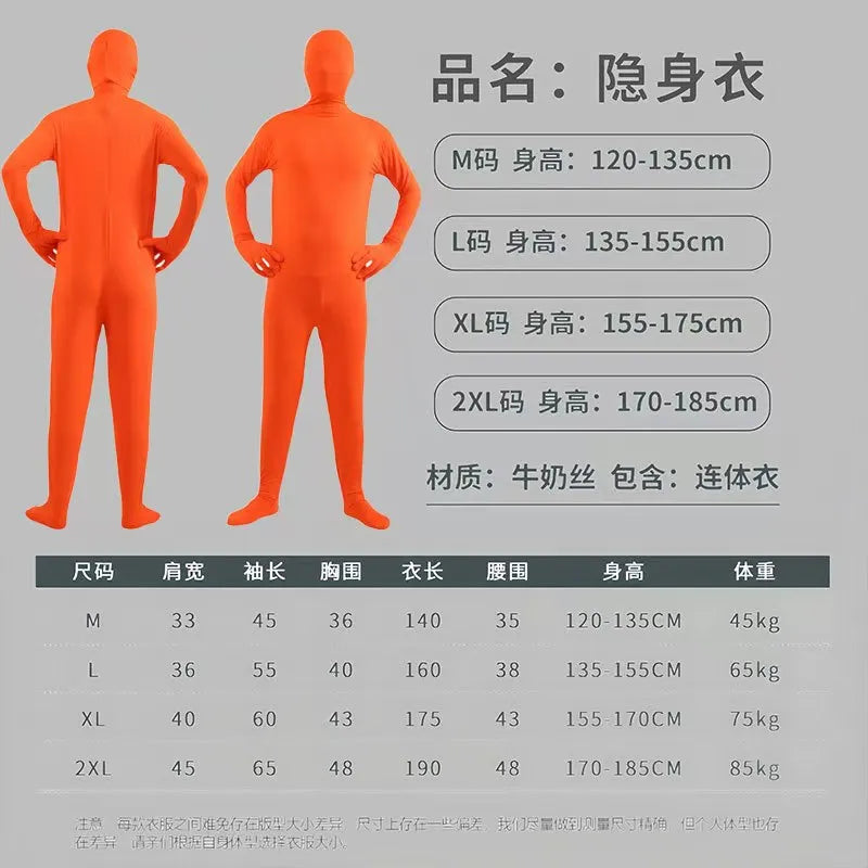 Halloween Cosplay Adult Male Solid Color Tight Fitting Invisibility Cloak Clothing Black Man Jumpsuit Invisibility Man Children'