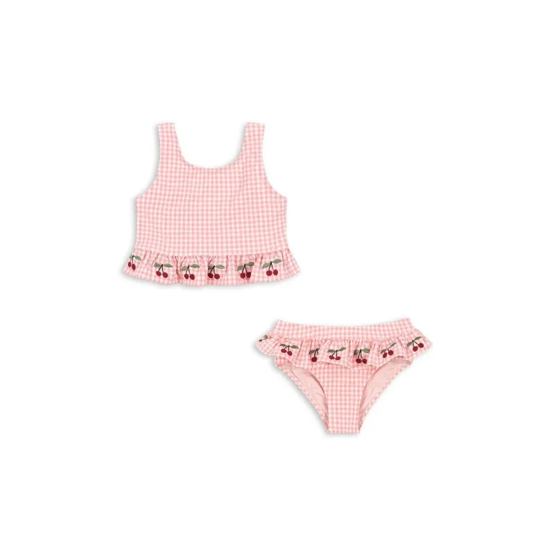 Girl Swimwears Checkered Cherry Baby  Swimwear  Kids Vacation Sunscreen Swimsuits Bikini Teen Swimsuit for Girls Bikinis  Mayo