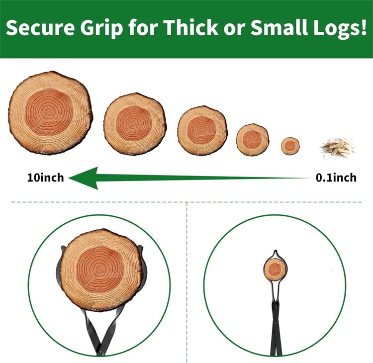 64cm Fireplace Tongs Heavy Duty Outdoor Campfire Firewood Tongs Long Log Grabber Fireplace Tongs Grill Camping Fire Pit Tool