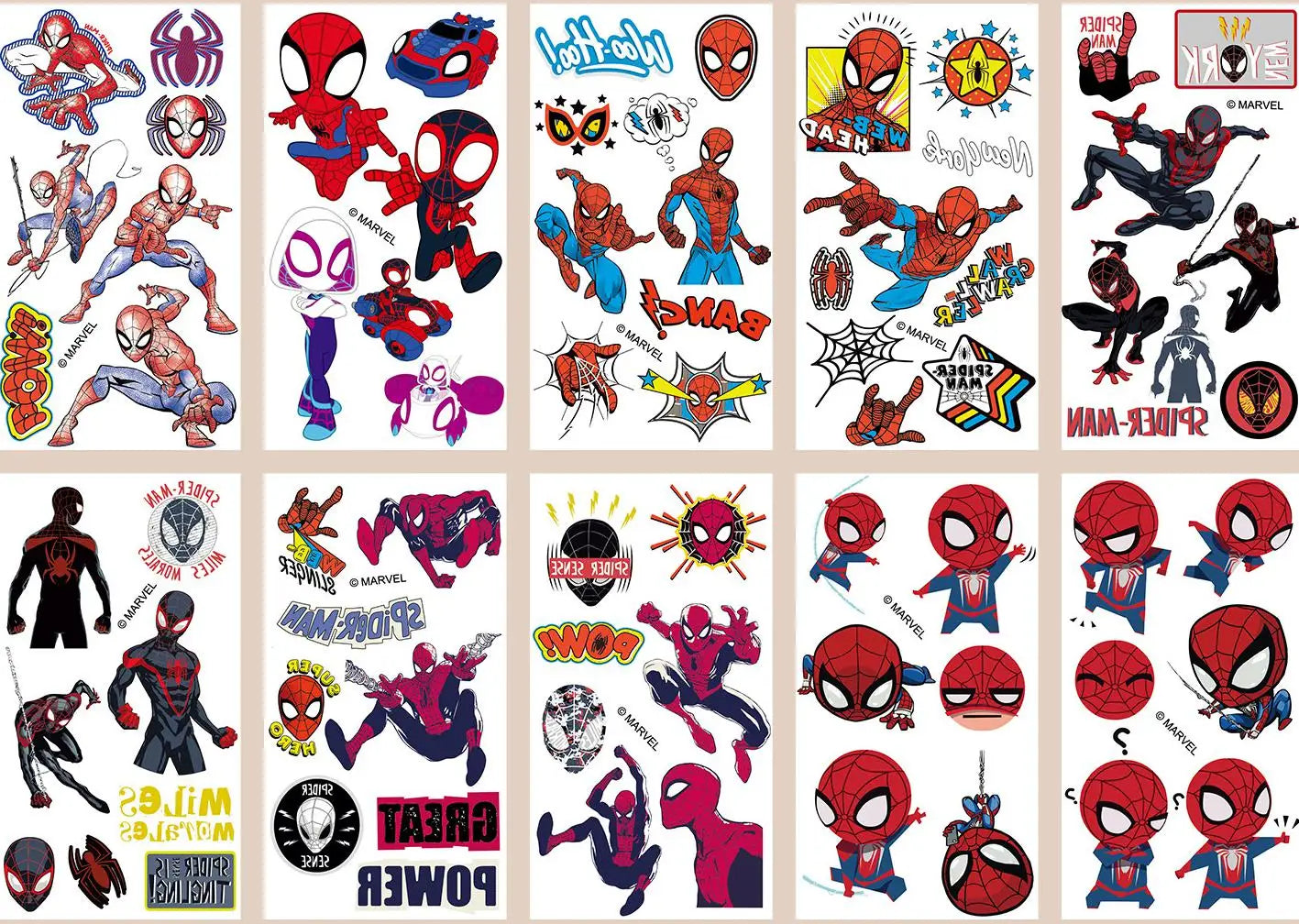 10Pcs/set Marvel Cartoon Spider Man Temporary Tattoo Stickers Cute Spider Man Tattoo For Funny Birthday Party Gifts