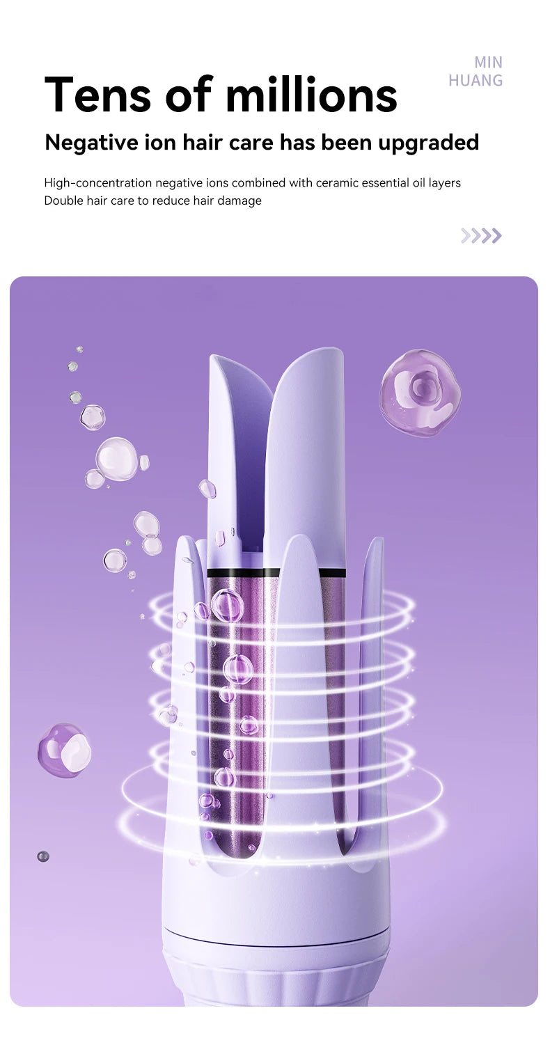 32MM Automatic Curling Iron with 1 Billion Ions Smart Auto Shut-Off Anti-Scald Hair Curler for Women Styling Tool